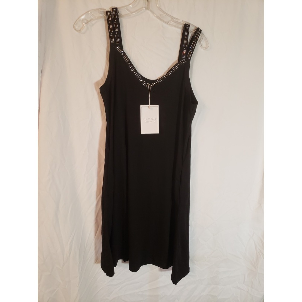We Etcyy New Black Sleeveless With Rhinestones Straps Dress Size M